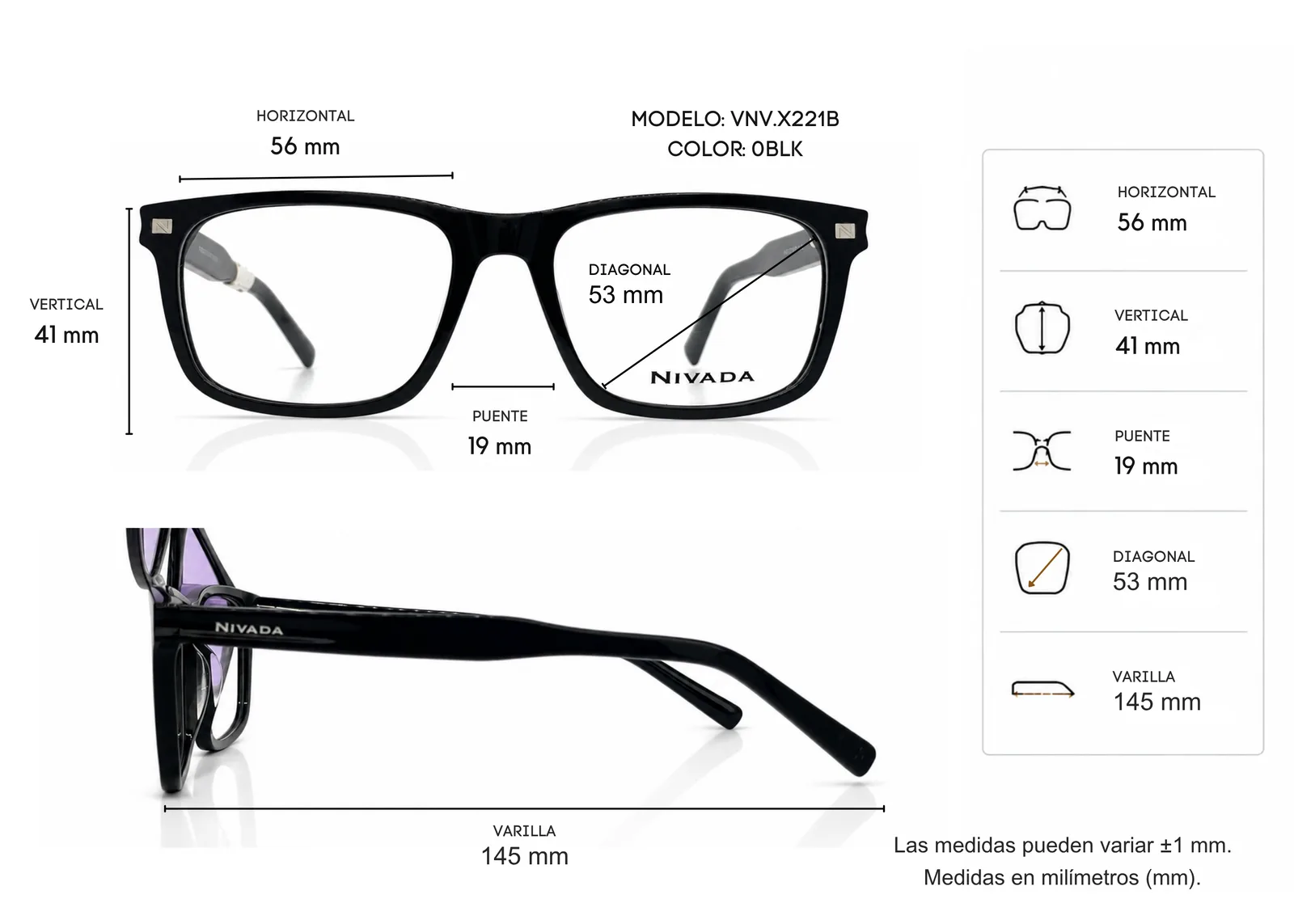 Armazón NIVADA POLARIZED VNVX221B, color negro · vista 2