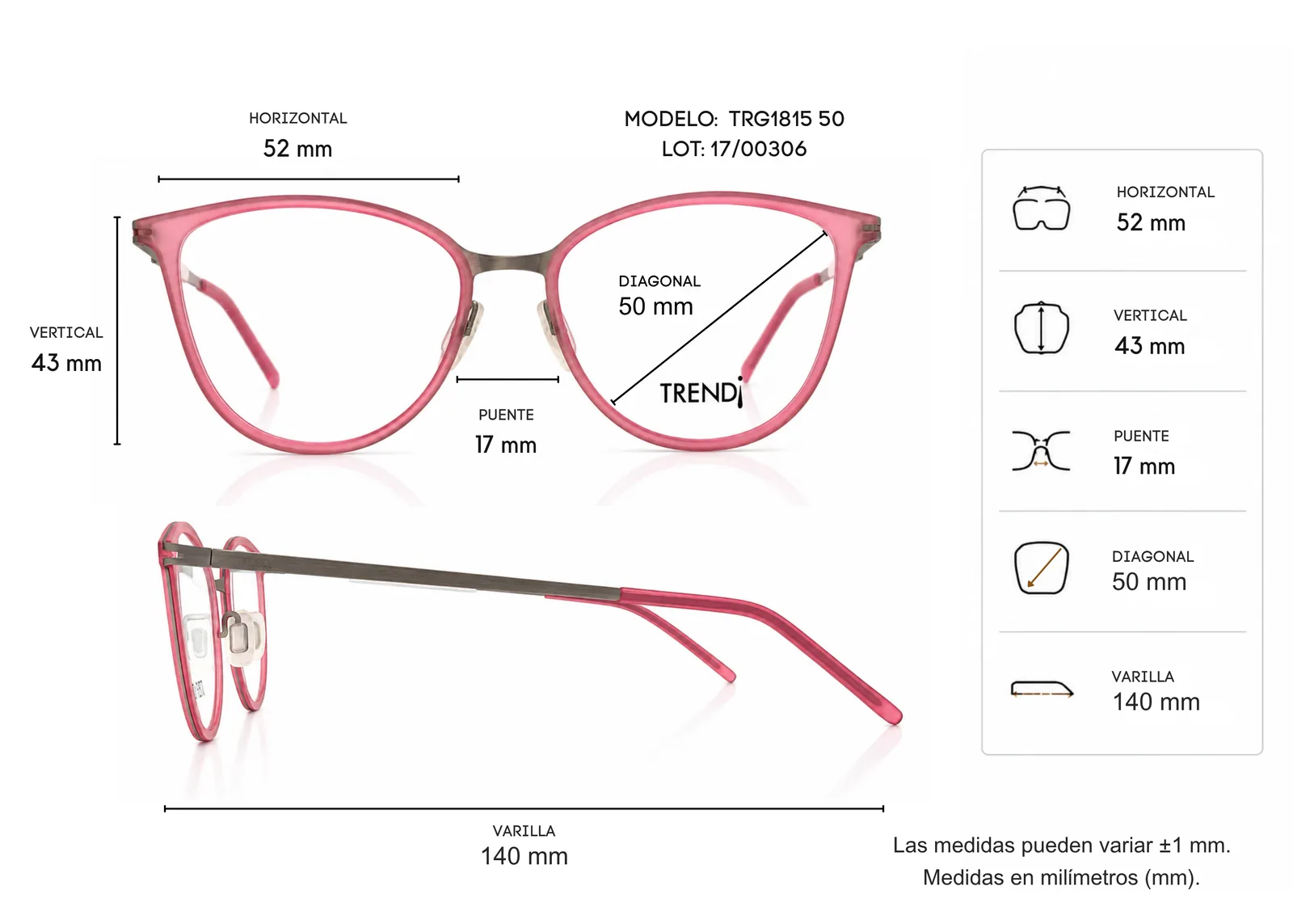Armazón TREND¡ TRG181550, color rosa · vista 2