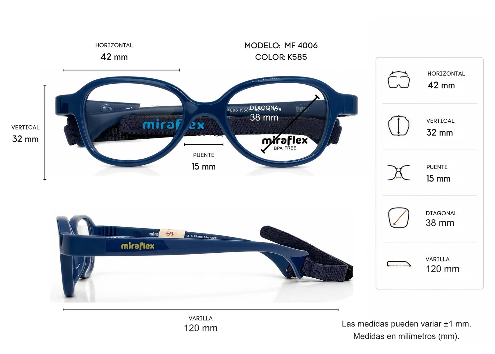 Armazón Miraflex MF4006 azul, color azul · vista 2