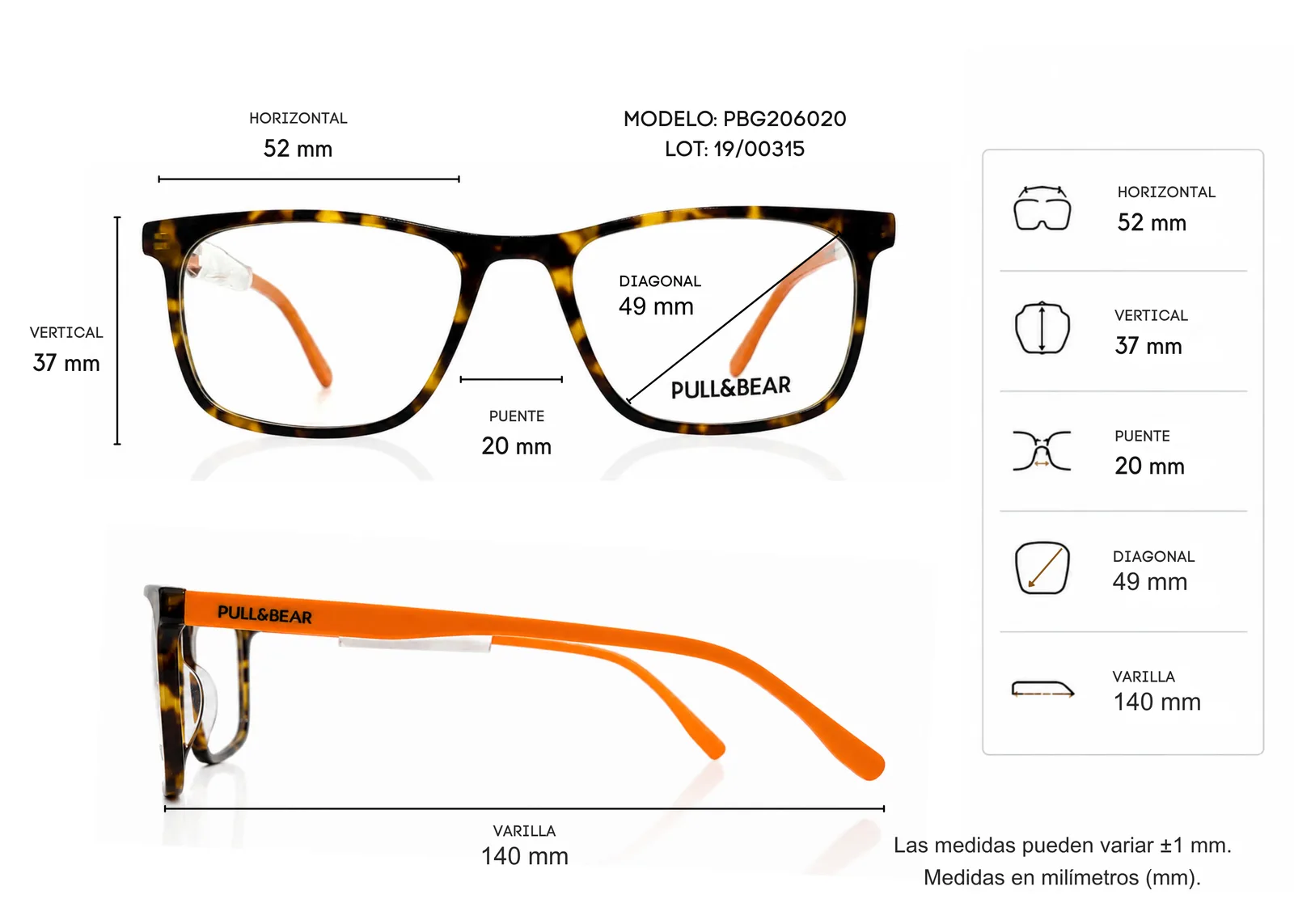 Armazón PULL&BEAR PBG206020, color carey · vista 4