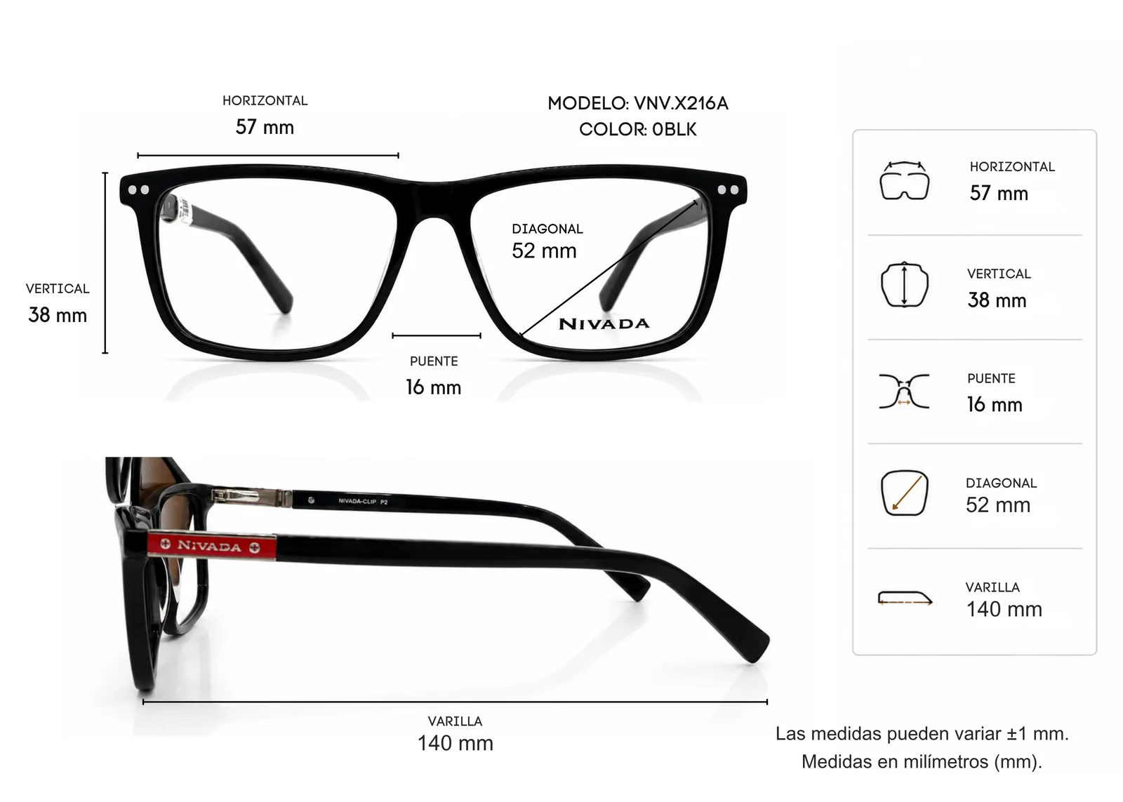 Armazón NIVADA POLARIZED VNVX216A negro, color negro · vista 2