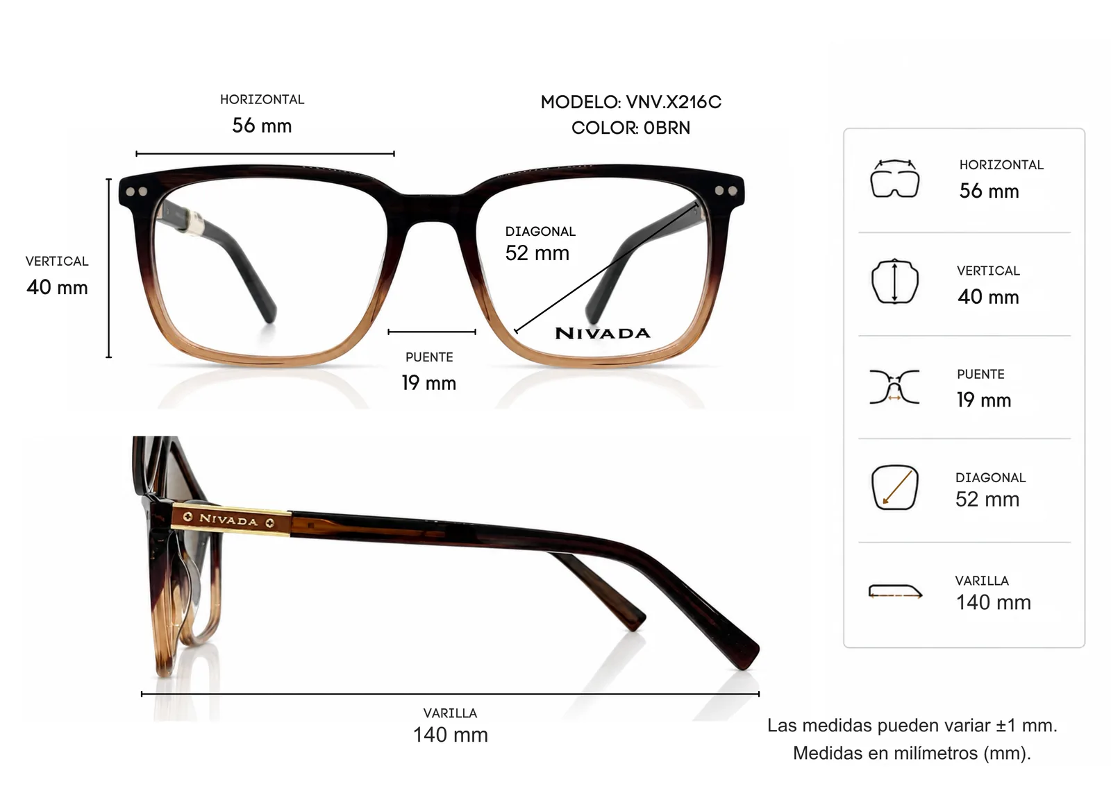 Armazón NIVADA POLARIZED VNVX216C, color cafe · vista 2