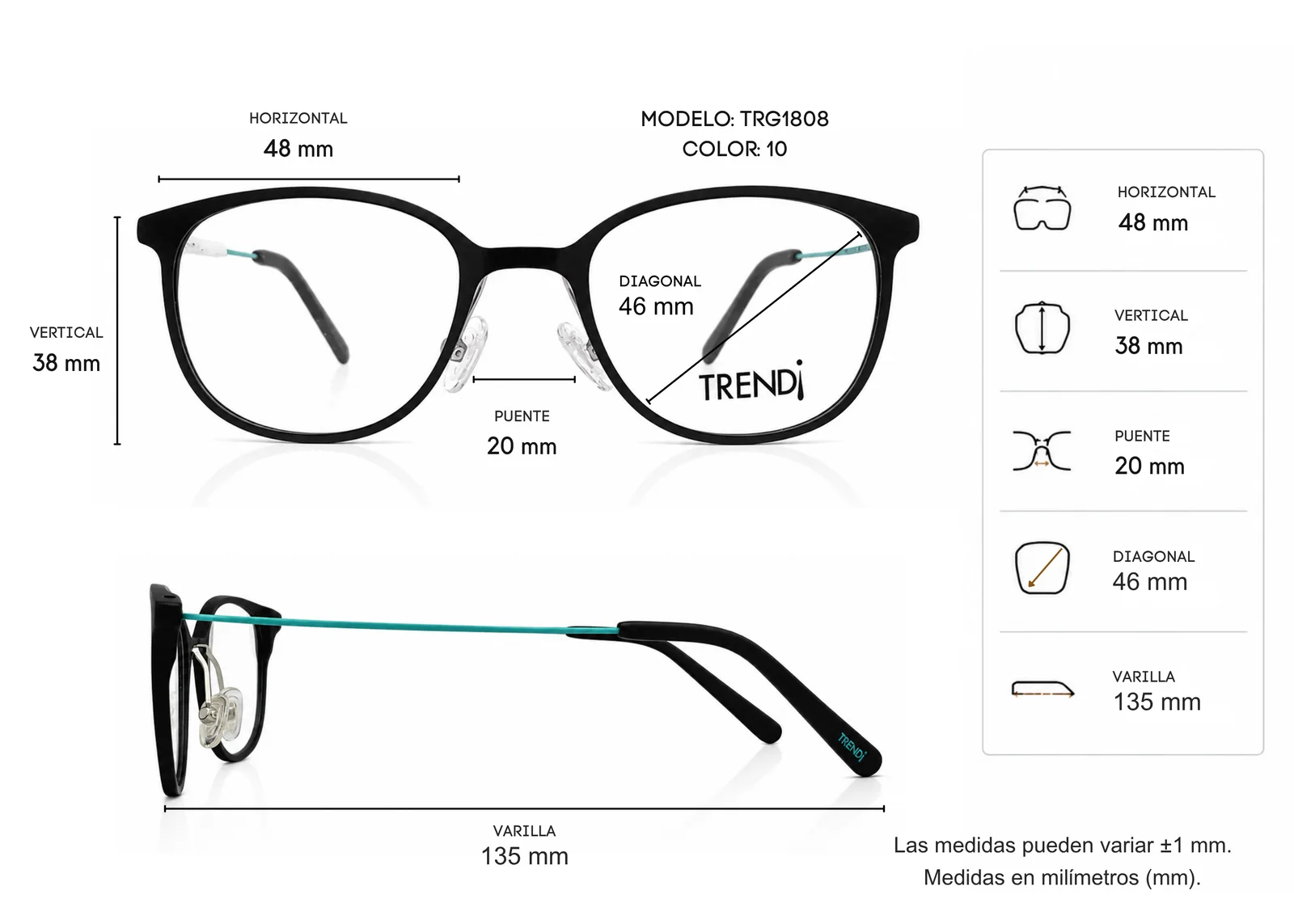 Armazón TREND¡ TRG180810, color negro mate · vista 2