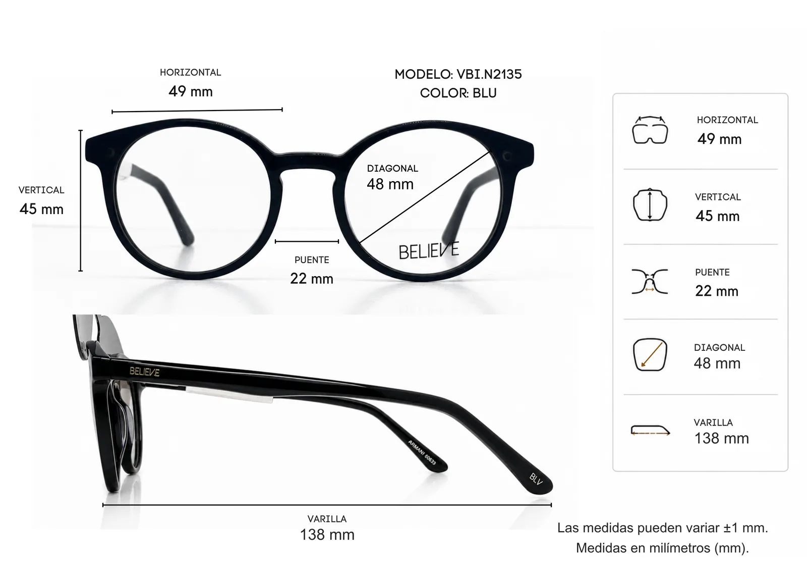Armazón BELIEVE VBIN2135, color azul · vista 7